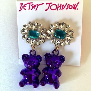 Betsey Johnson Sugar Rush Purple Bear Earrings New